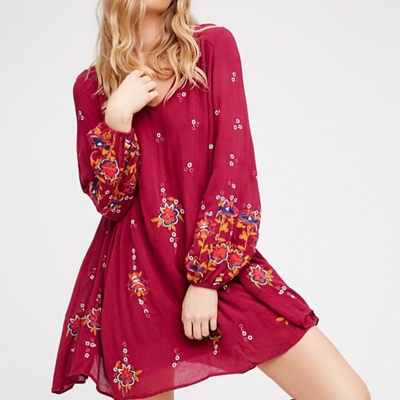 Embroidered Long-Sleeve Mini DRESS Black Blue NEW - Picture 3 of 7